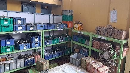 Finished components binned in the inspection and despatch area